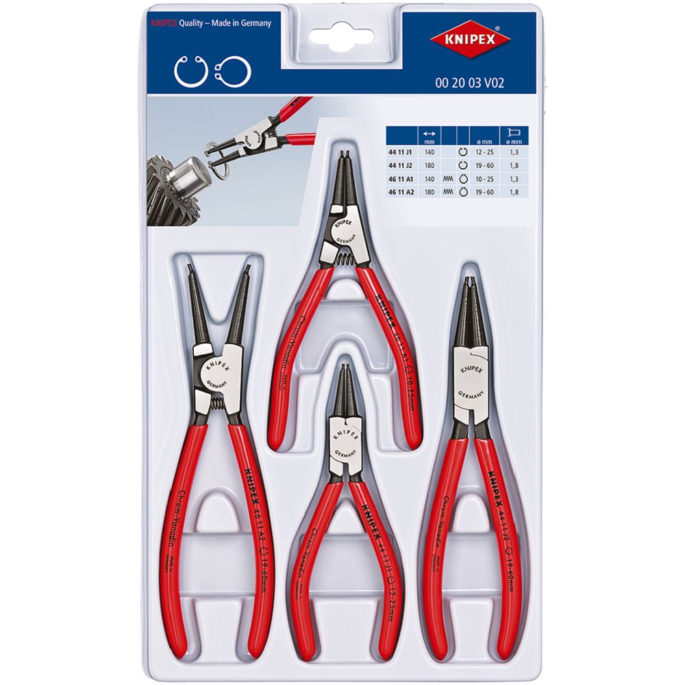 Knipex® 00 20 03 V02 lukustusrõngatangide komplekt 4 osa