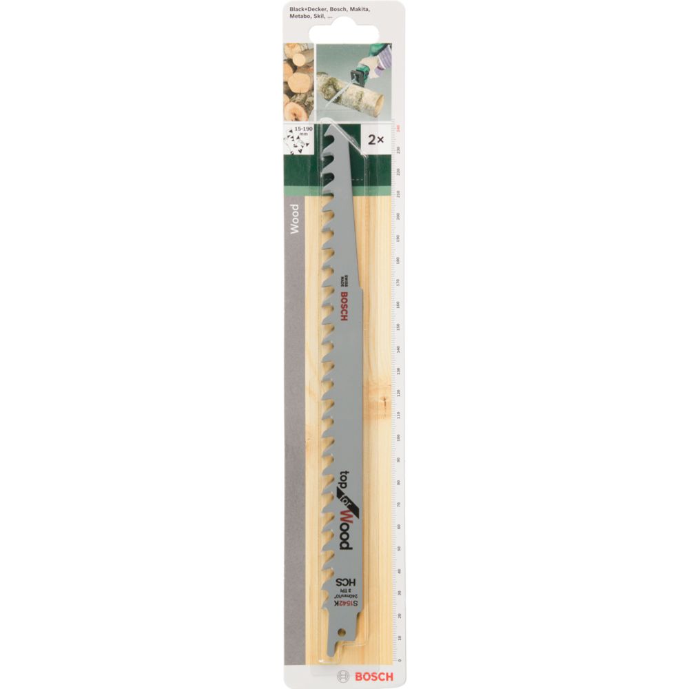 Bosch puukkosahanterä HCS, S 1542 K Top for Wood, 2 kpl