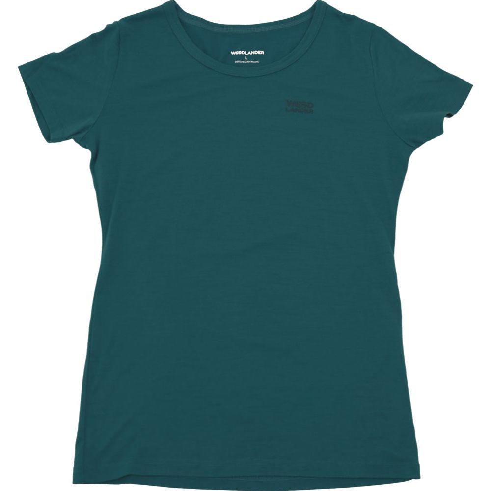Woodlander naisten 100% merinovilla T-paita, turkoosi