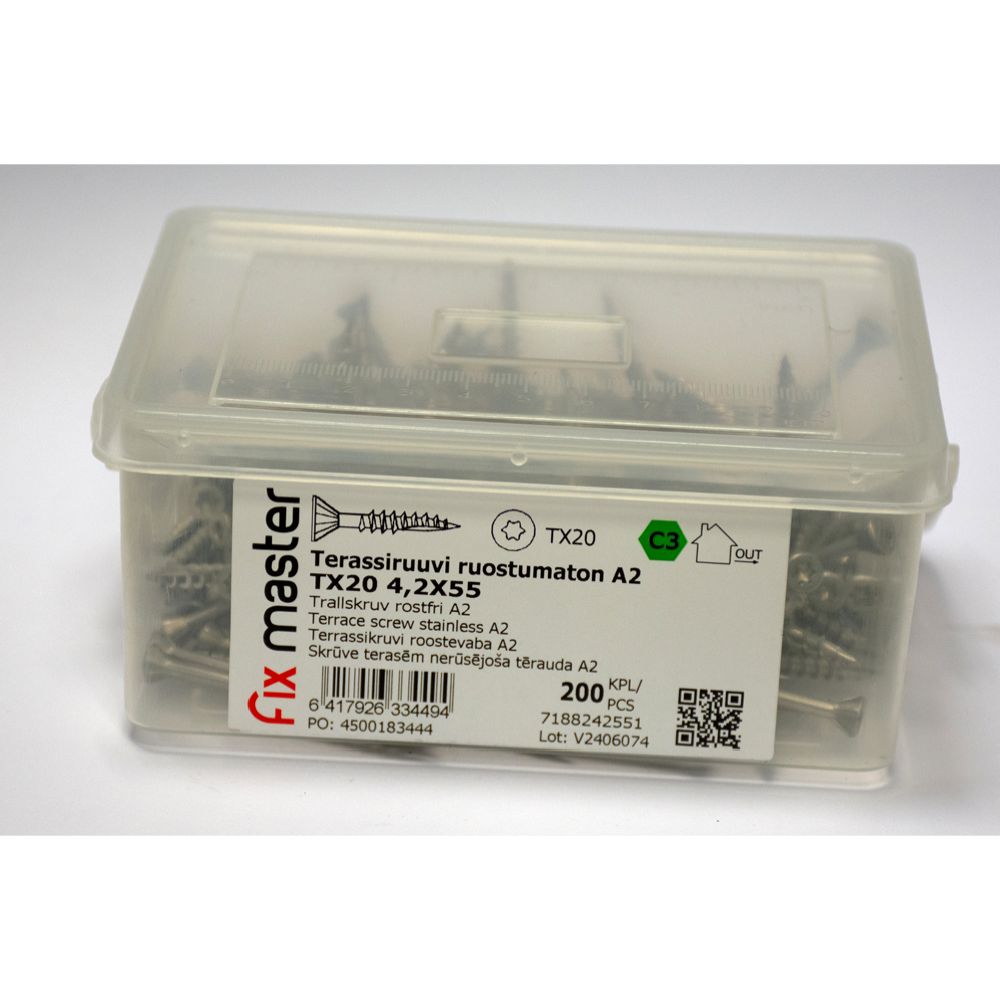 Terassiruuvi 4,2 x 55 mm A2 RST 200 kpl