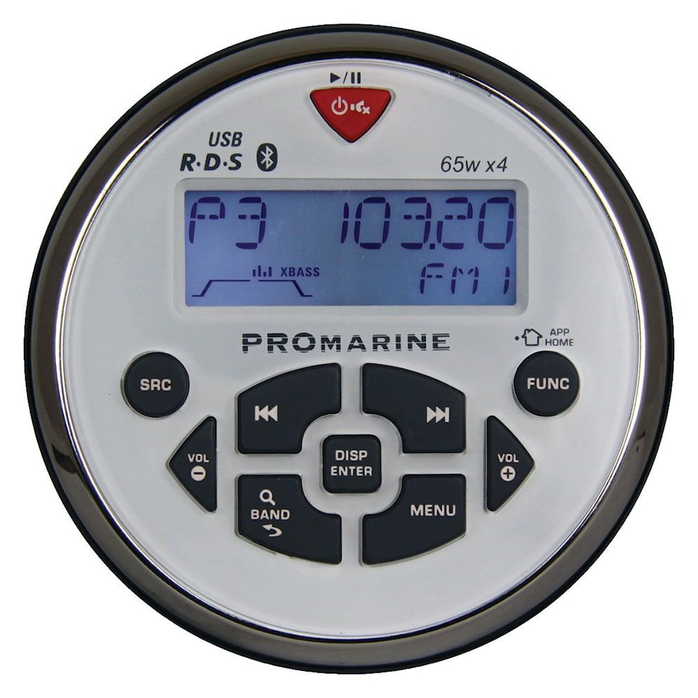 LTC Promarine rund radio, IP67, vit