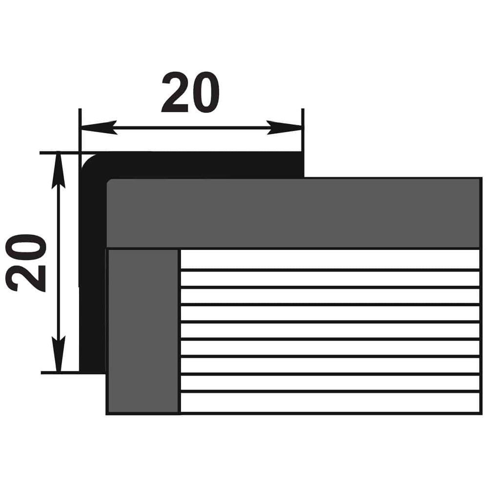 Pisla 20 x 20 x 2700 mm PVC nurgaliist liimkinnitusega