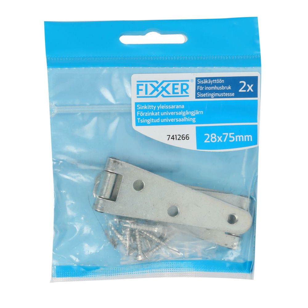 Fixxer® gångjärn 75 x 28 mm förzinkad 2 st.