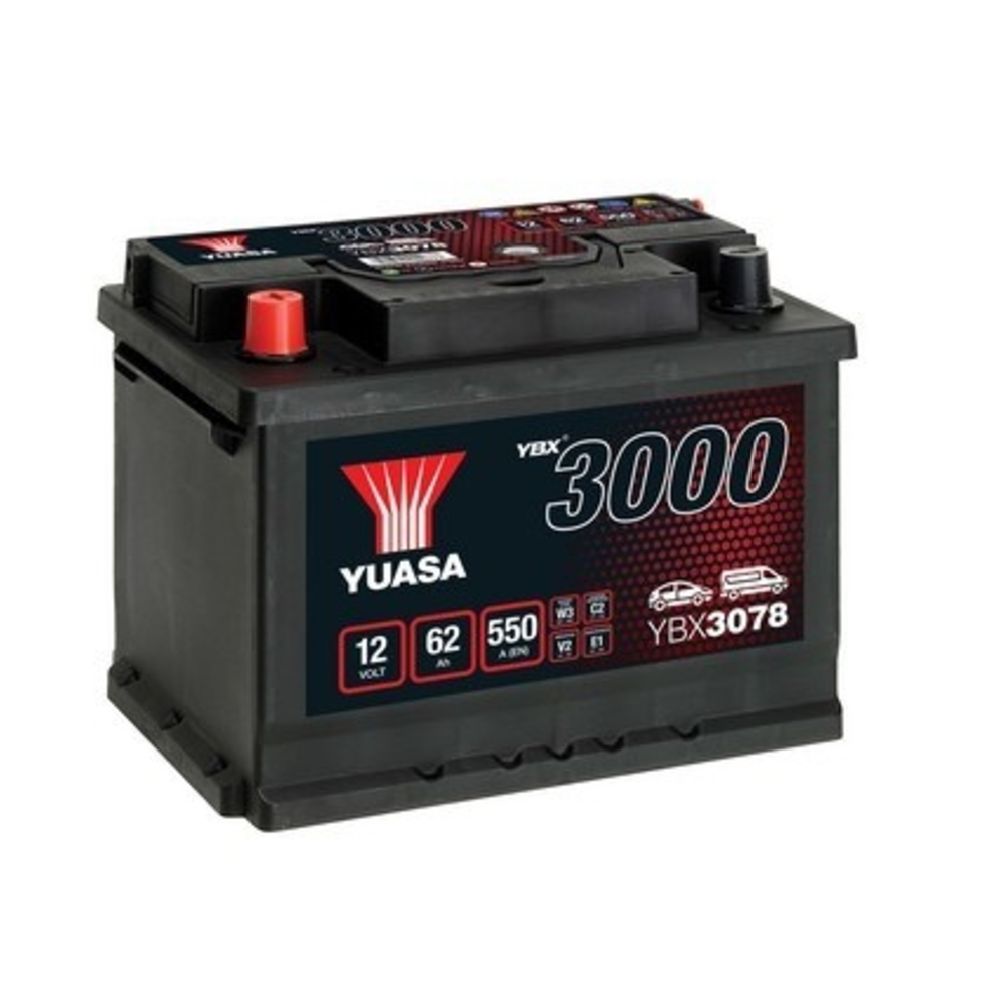 Yuasa YBX3078 62Ah / 550A akku P243 x L175 x K190 +-