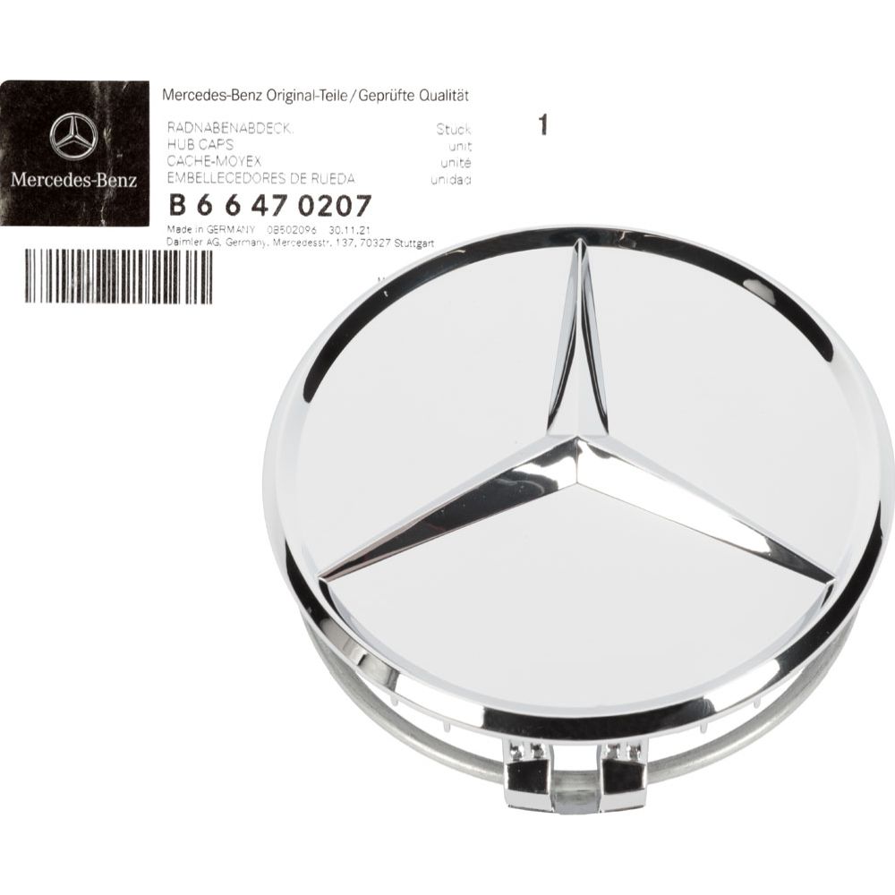 Vanteen keskiömerkki Mercedes kromi Ø75mm alkuperäinen