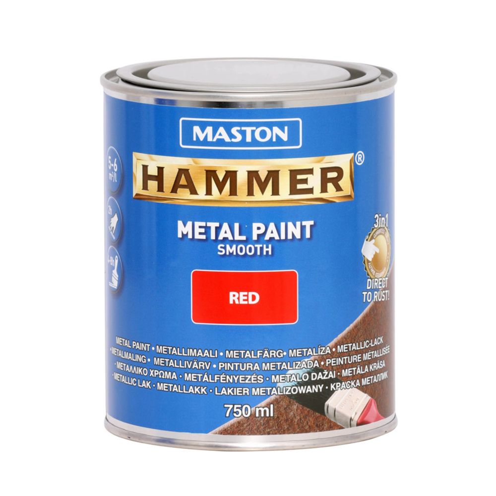 Hammer metallfärg slät röd 750 ml