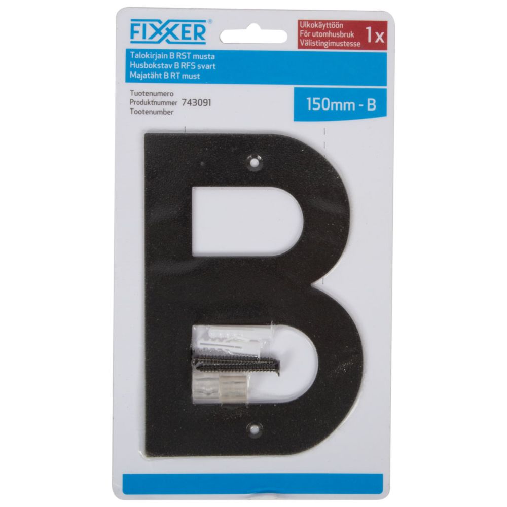 Fixxer® husnummer B svart 15 cm