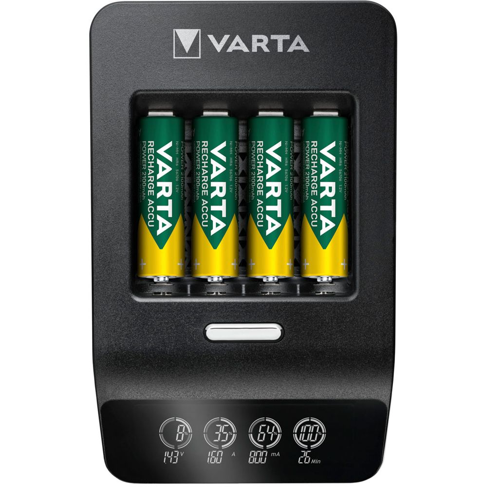 Varta LCD Ultra Fast Charger+ 12 V/230 V batteriladdare + 4 x AA 2100 mAh