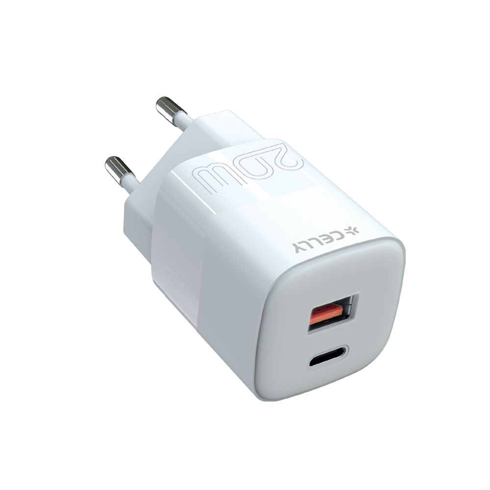 Celly verkkovirtalaturi USB-C + USB-A 20 W