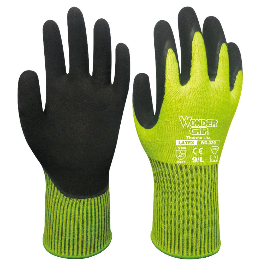 Wonder Grip® Thermo Lite käsineet lime/musta, koko 10