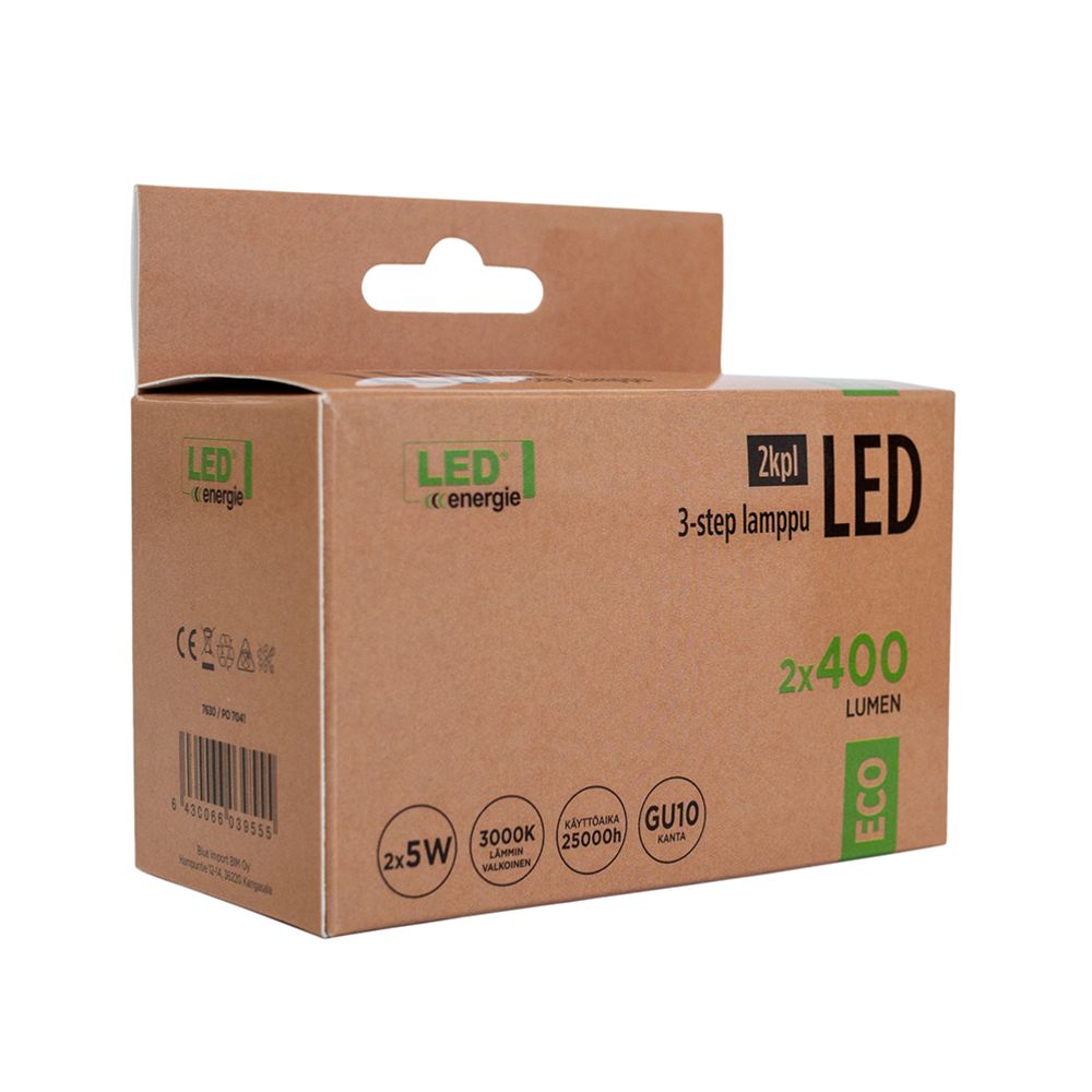 Led Energie LED GU10 kohdelamppu 5W 400lm 3000K 3-step 2kpl