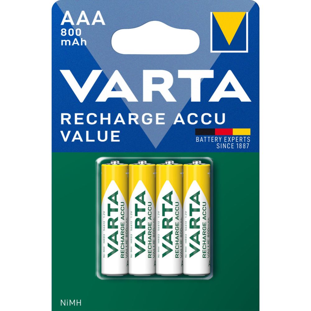 VARTA Value AAA 800mAh ladattava akkuparisto, 4kpl