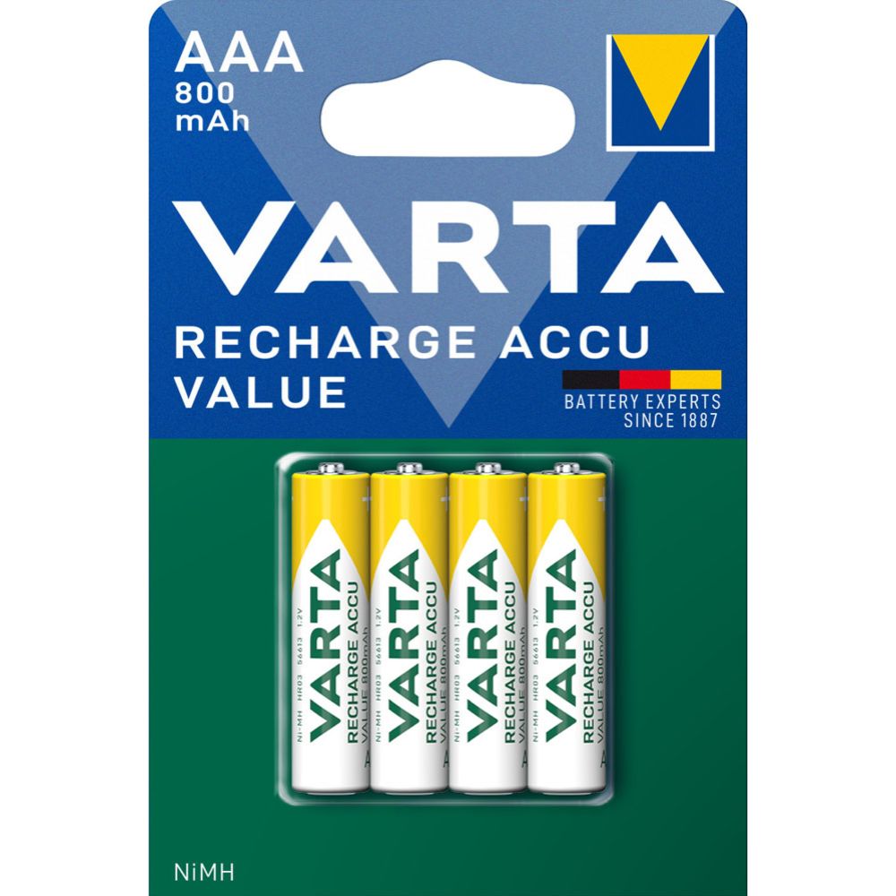 VARTA Value AAA 800 mAh ladattava akkuparisto, 4kpl