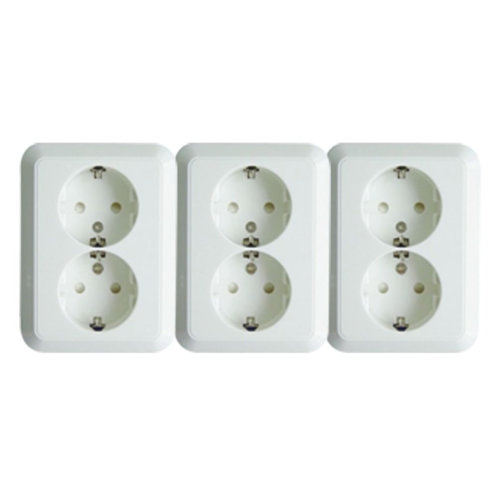 Harju Lumi 2-osaline pindmine pistikupesa, maandus, IP20, valge, 3 tk