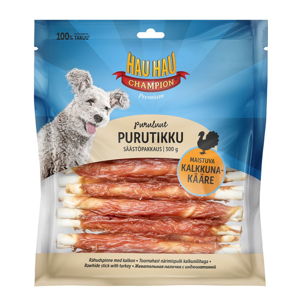 Hau-Hau Champion närimispulk kalkunilihaga 13 cm 300 g