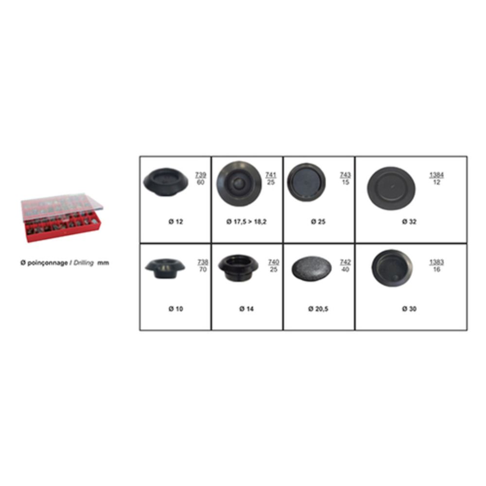 Sulgurkruvikomplekt 48 Ø 10-32 mm 263 tk