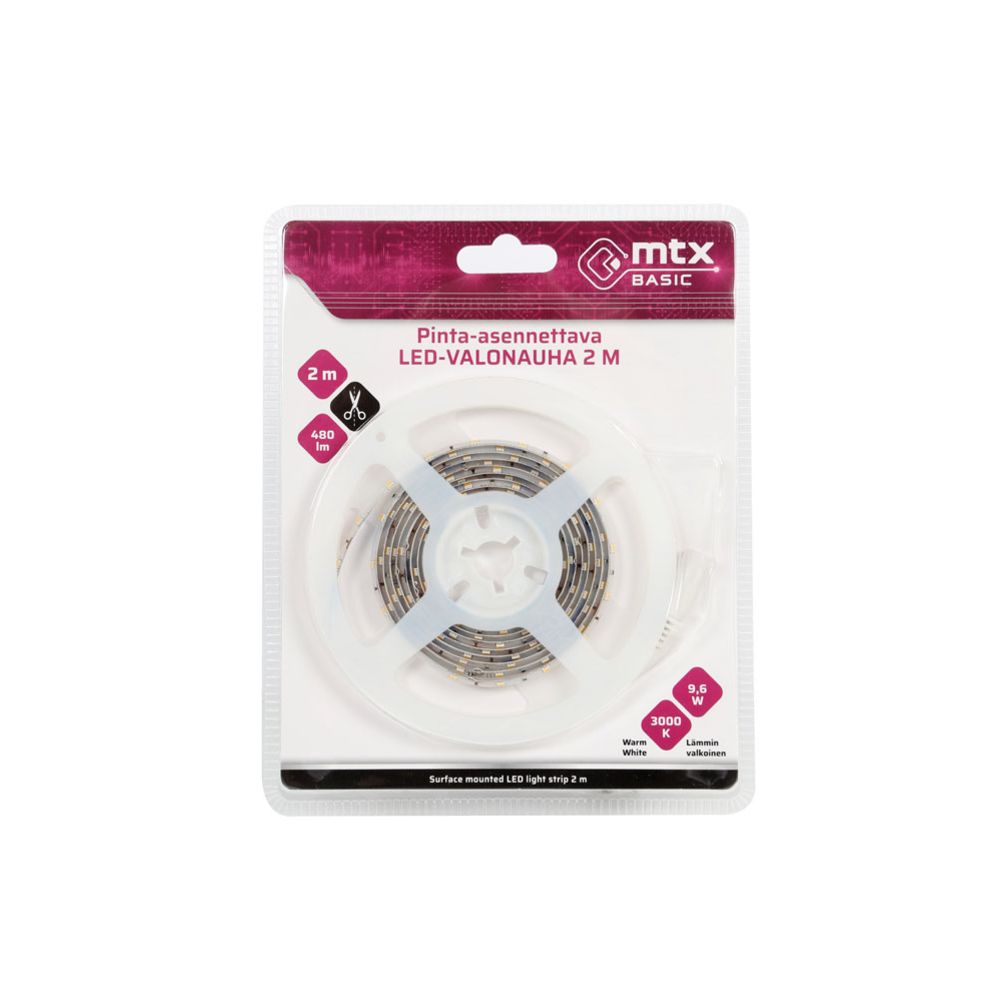 MTX Basic LED-valonauha 4,8W/M 3000K 2 m IP65/IP20