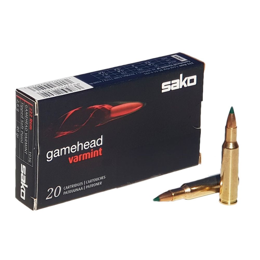 Sako Gamehead Varmint .222 Rem 2.6/40 SP 103G 20 kpl