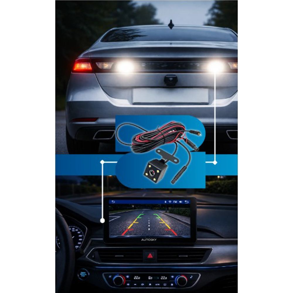 AutoSky 7" Smart Screen Pro CarPlay multimediaspelare och backkamera