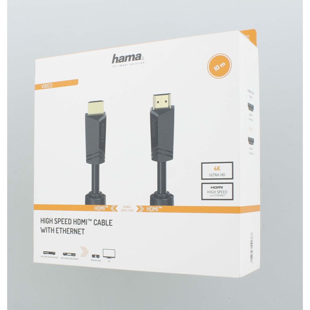 Hama HDMI-kaapeli, HDMIuros - HDMI uros, 4K, Ethernet, 10,0 m