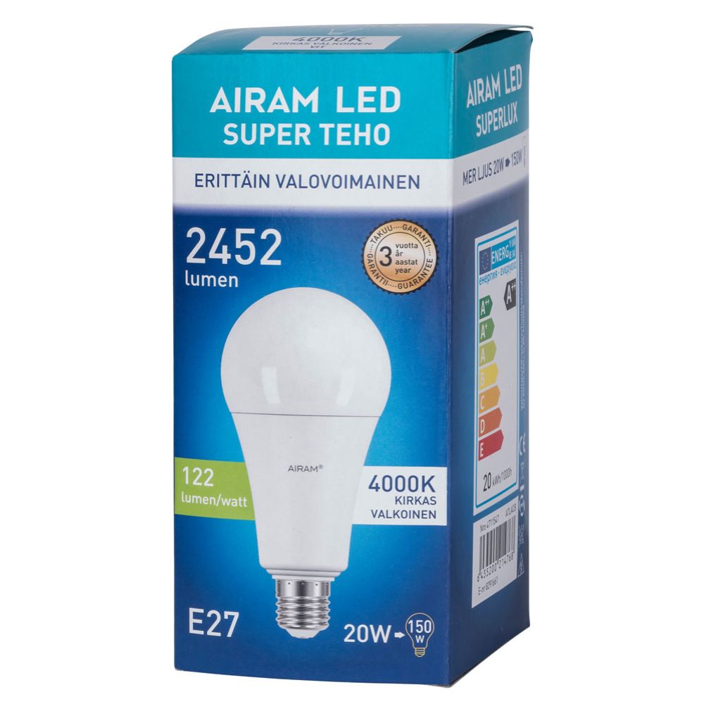 Airam LED pallolamppu E27 17,5 W 4000 K 2452 lm