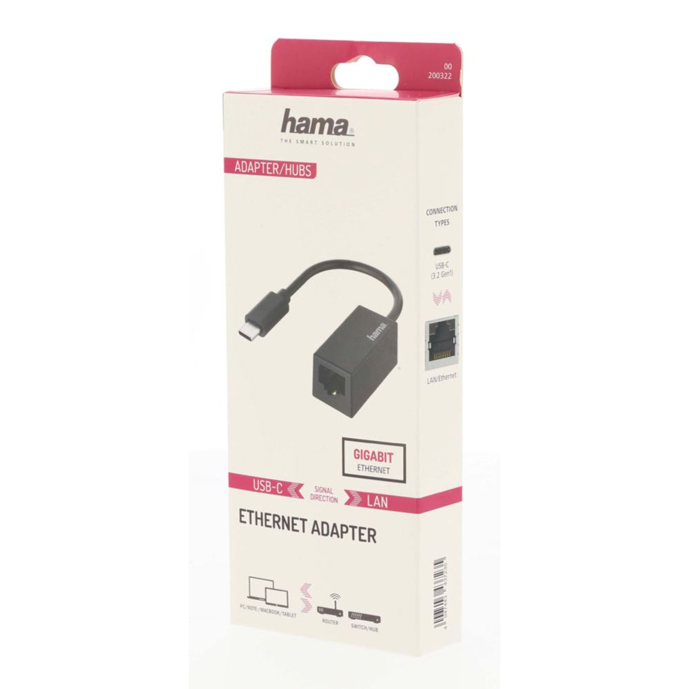 Hama võrguadapter RJ45 emane - USB-C isane USB 3.1 Gen 1 1 Gbit/s