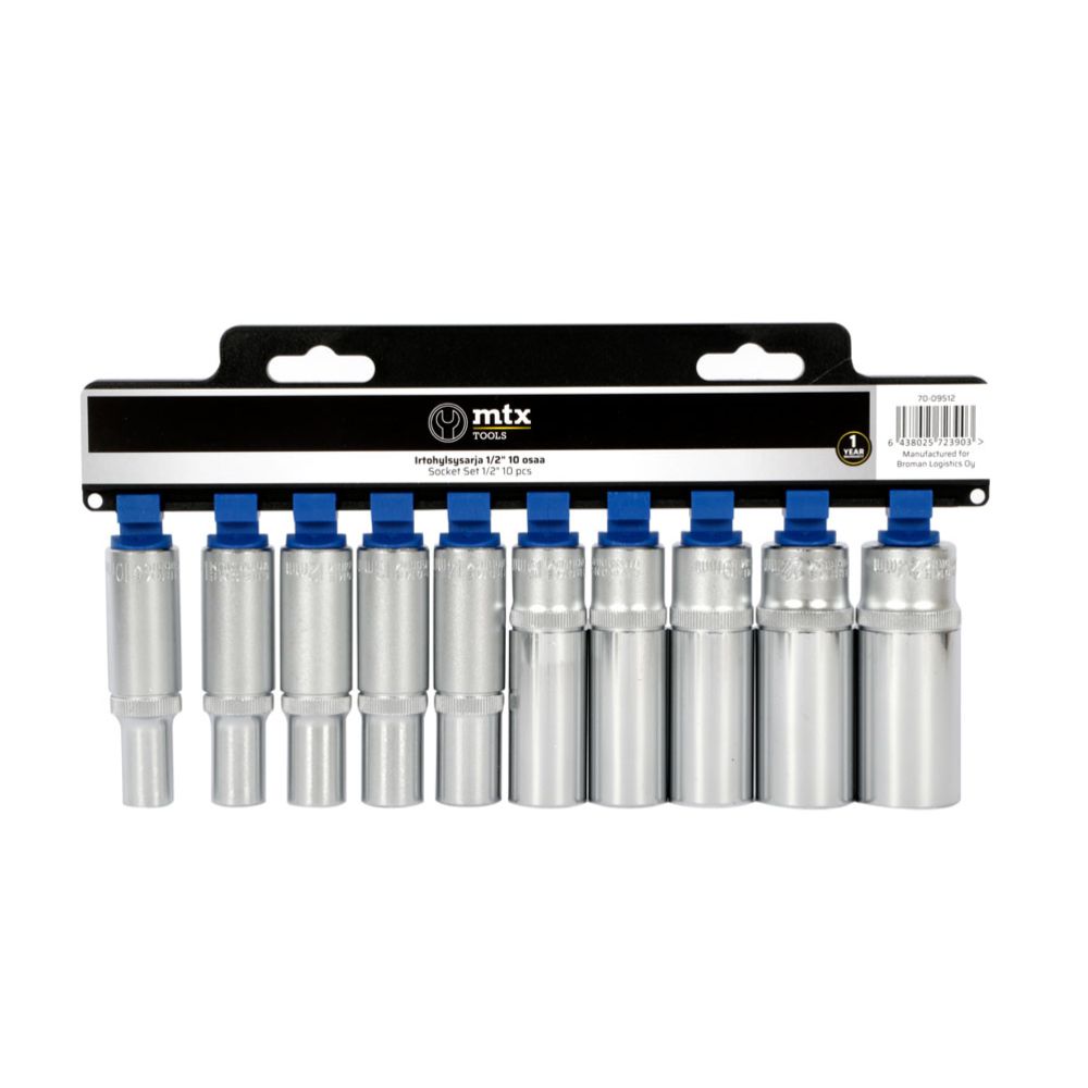 MTX Tools Basic irtohylsysarja pitkä 10-24 mm 1/2" 10 osaa