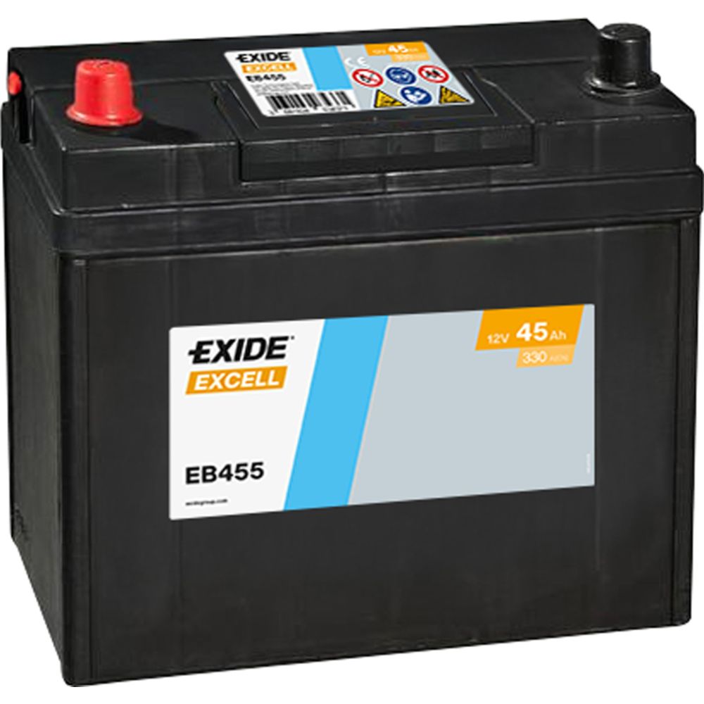 Exide EB455 45 Ah / 330 A aku, P 237 x L 127 x K 227, +-