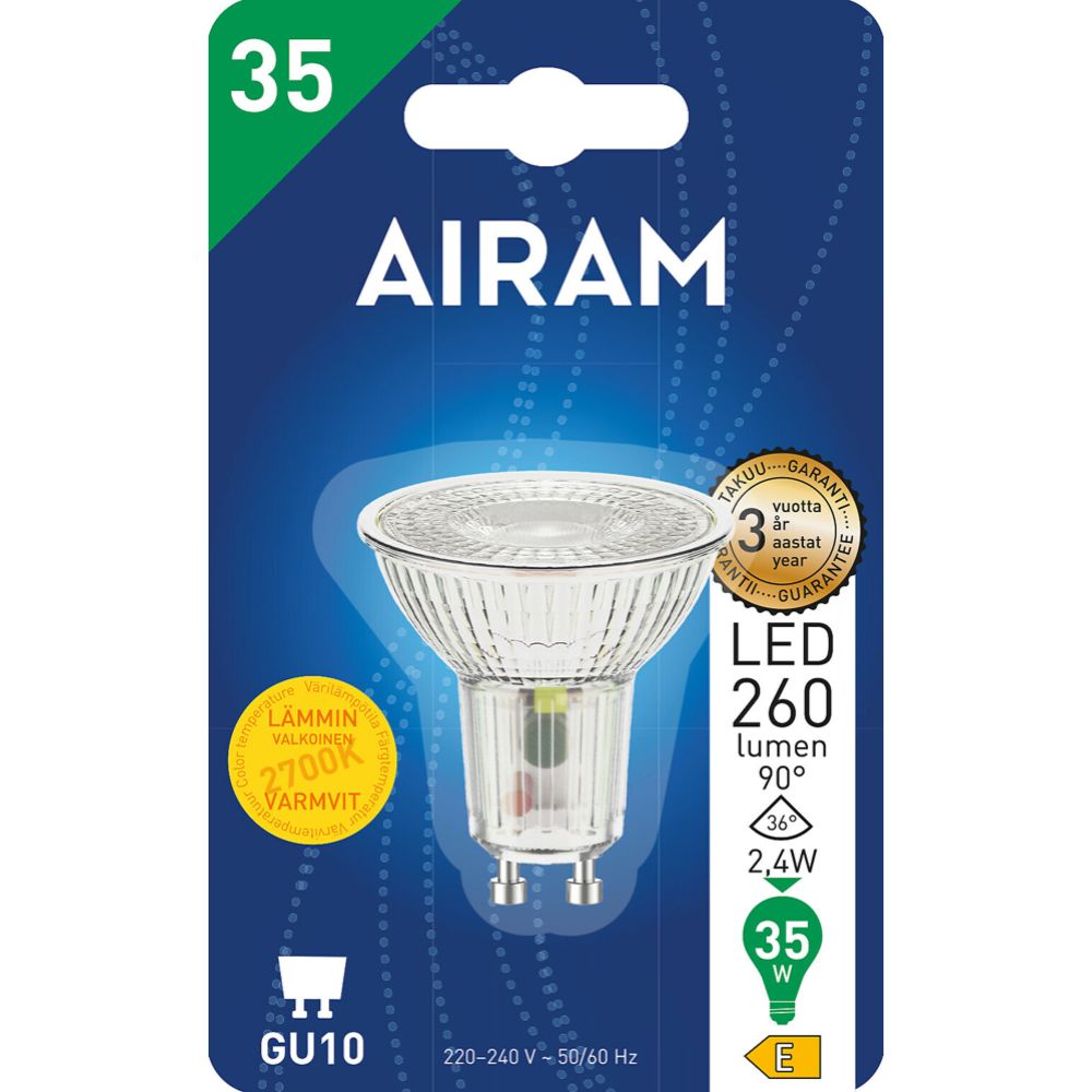 Airam LED kohdelamppu GU10 3,3W 2700K 230 lm