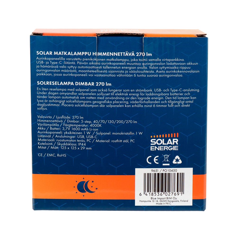 Solar Energie LED reselampa 270 lm
