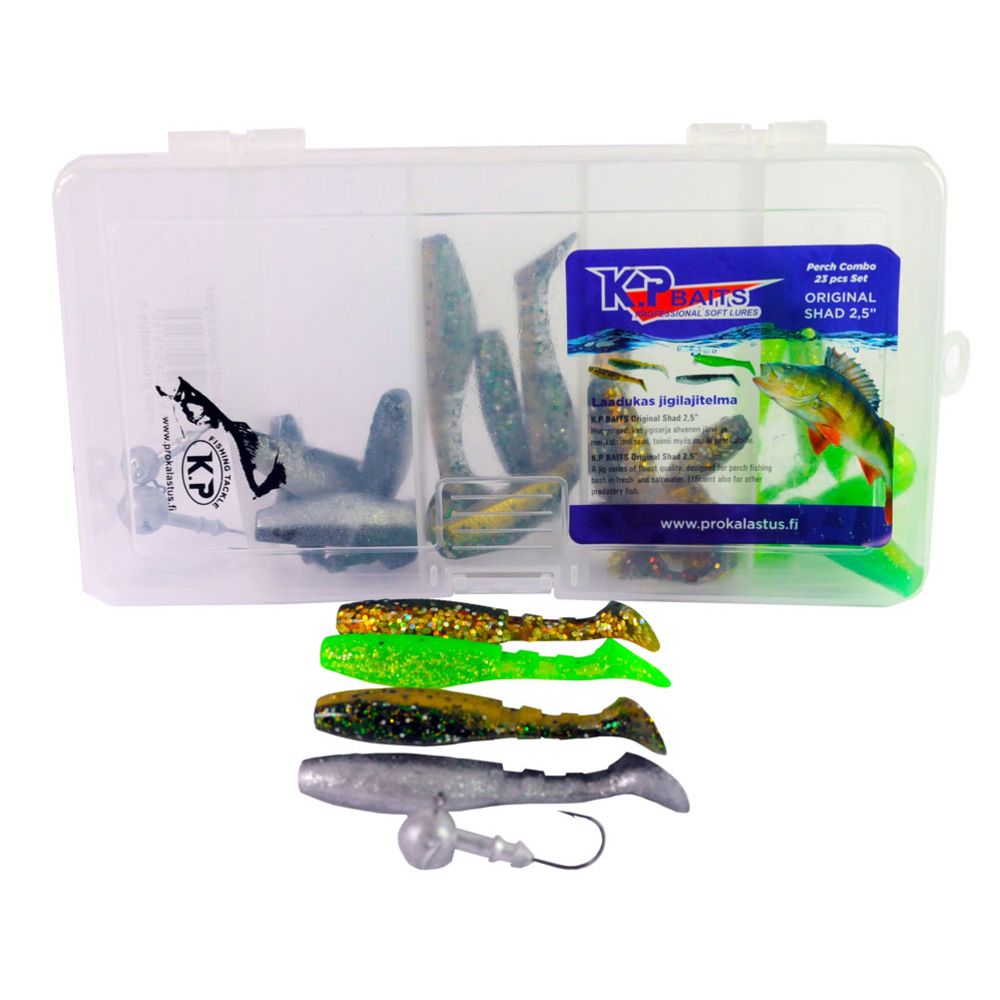 K.P Baits Original Shad 2,5" jiggset 20 st. + 3 jiggskallar