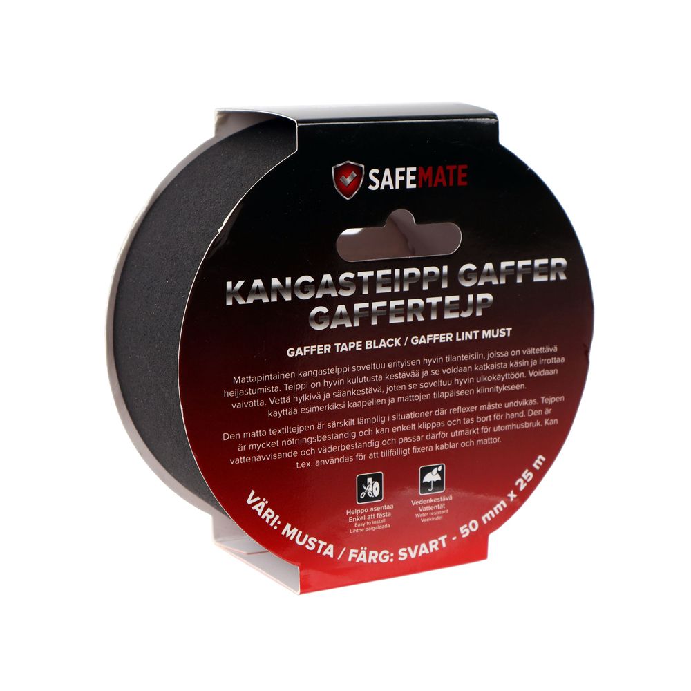 SafeMate Gaffer-teippi 50 mm x 25 m musta