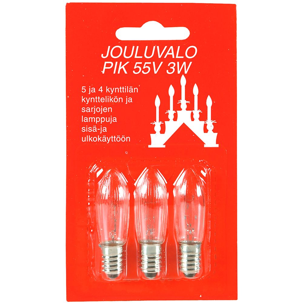 Airam varupirn, 4/5 küünlakomplekt, PIK E10/3BL, 55 V, 3 W