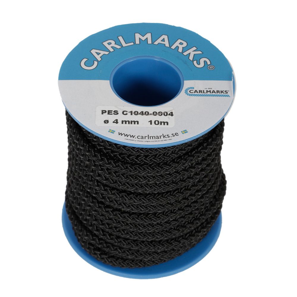 Carlmarks polyesteriköysi musta 4 mm, 10 m