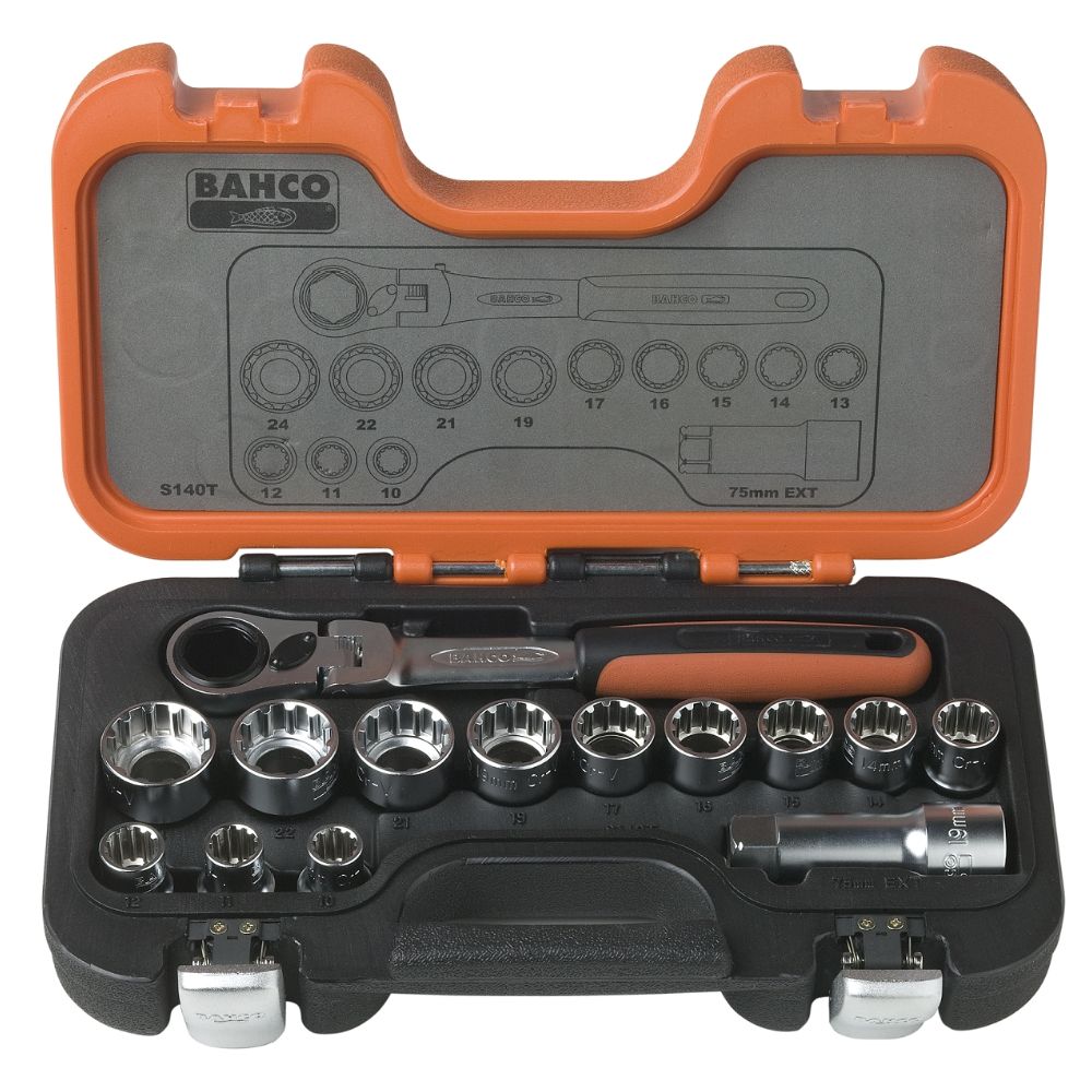 Bahco S140T hylssats "Pass-Through" 10-24 mm 14 delar