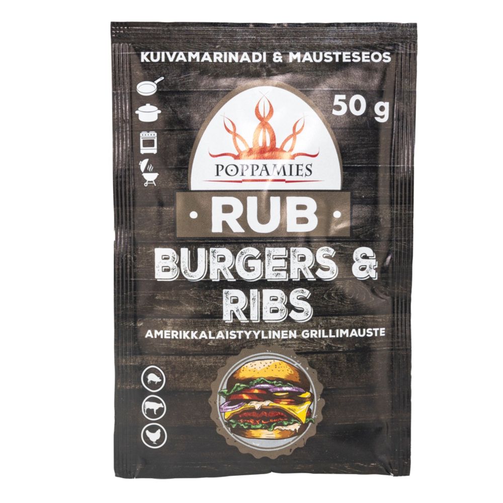 Poppamies Rub Burgers & Ribs vürtsisegu, 50 g