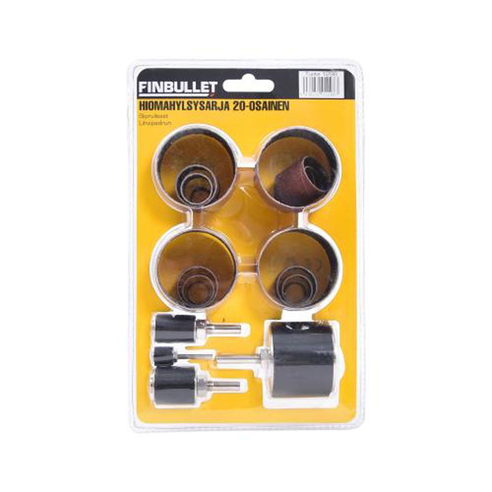 Finbullet sliphylsor med gummikroppar 20 delar P80–P120