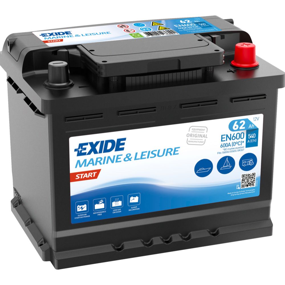 Exide Start EN600 62 Ah / 540 A akku P245 x L175 x K190 -+