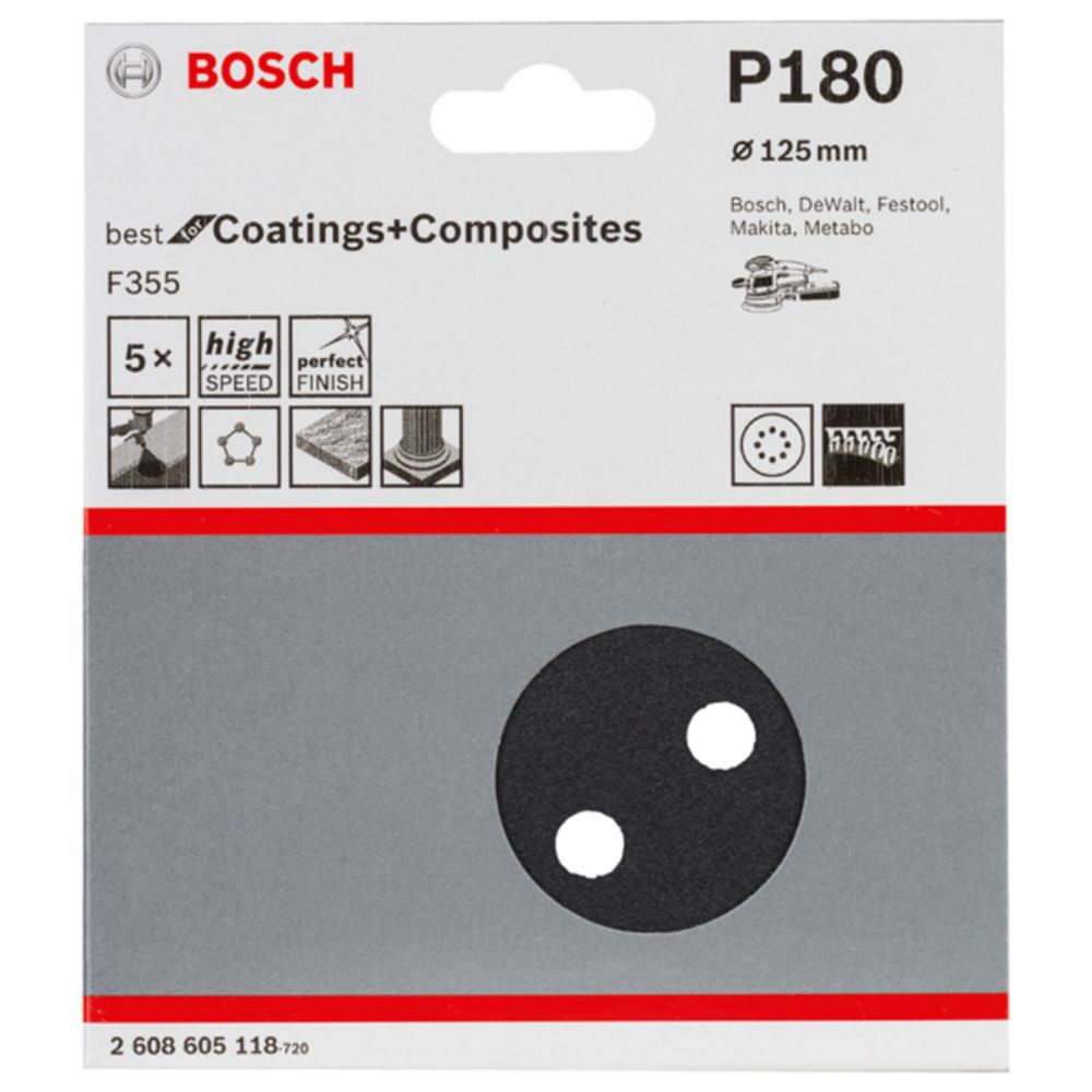 Bosch hiomapyörö koville materiaaleille Ø125 mm K180 5 kpl