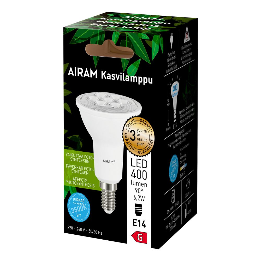 Airam LED växtlampa E14 6,2 W 3500 K 400 lm