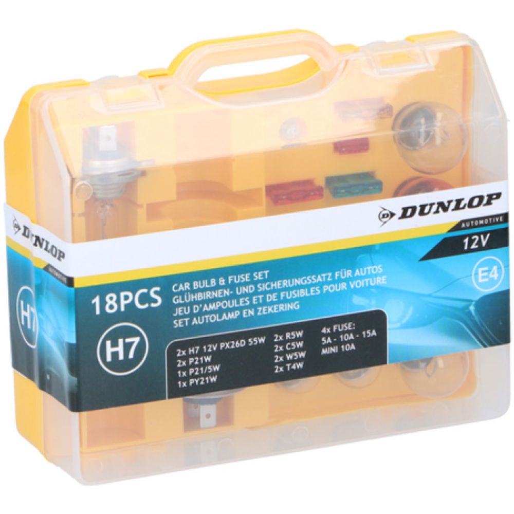 Dunlop H7-billampsats 12 V 55 W, 18 delar