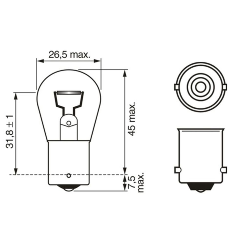 Bosch BA15s-polttimo 12V 21W P21W 10 kpl