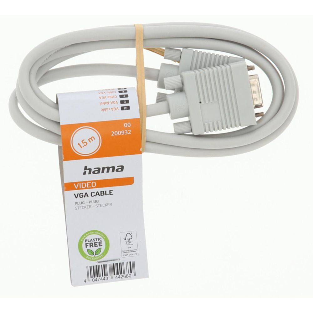 Hama Videokaapeli, VGA uros - VGA uros, 15-pin, Full-HD, 1,5 m