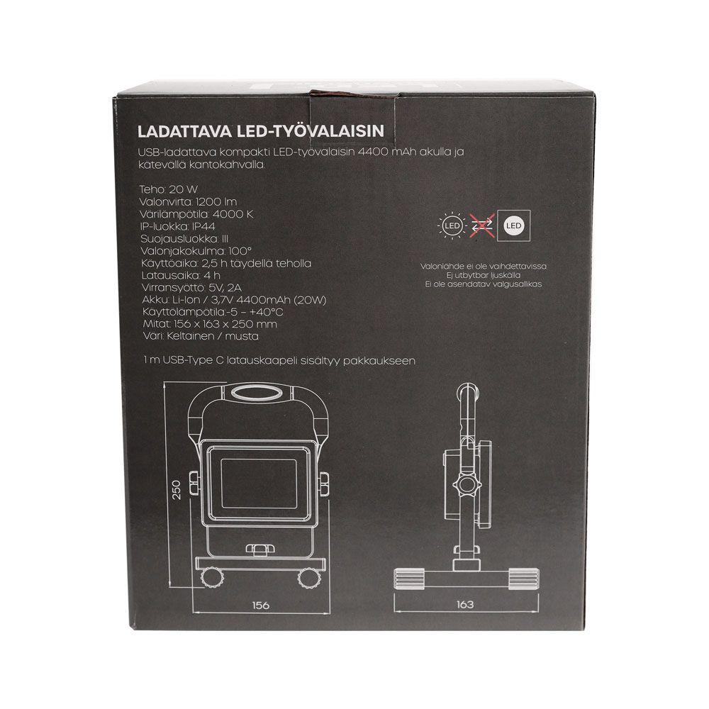 Led Energie ladattava työvalaisin jalustalla 20 W 1200 lm IP44