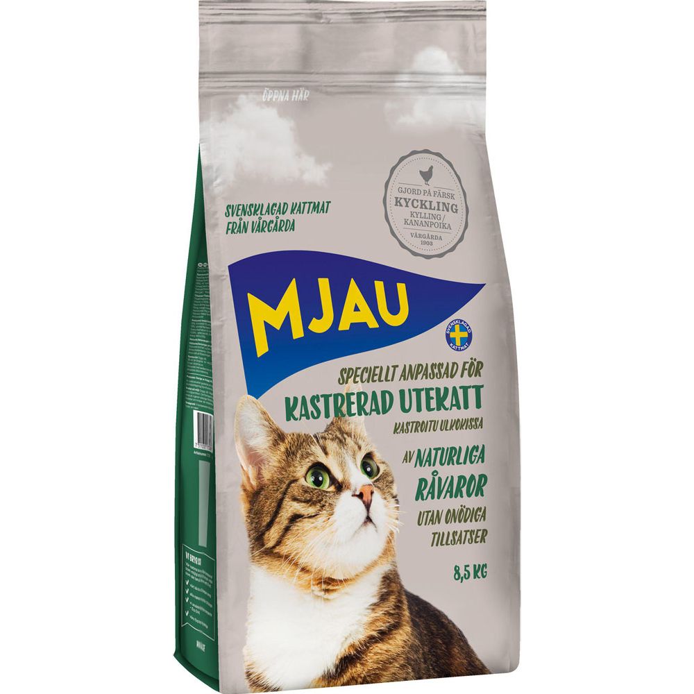 Mjau foder för kastrerad utekatt 8,5 kg