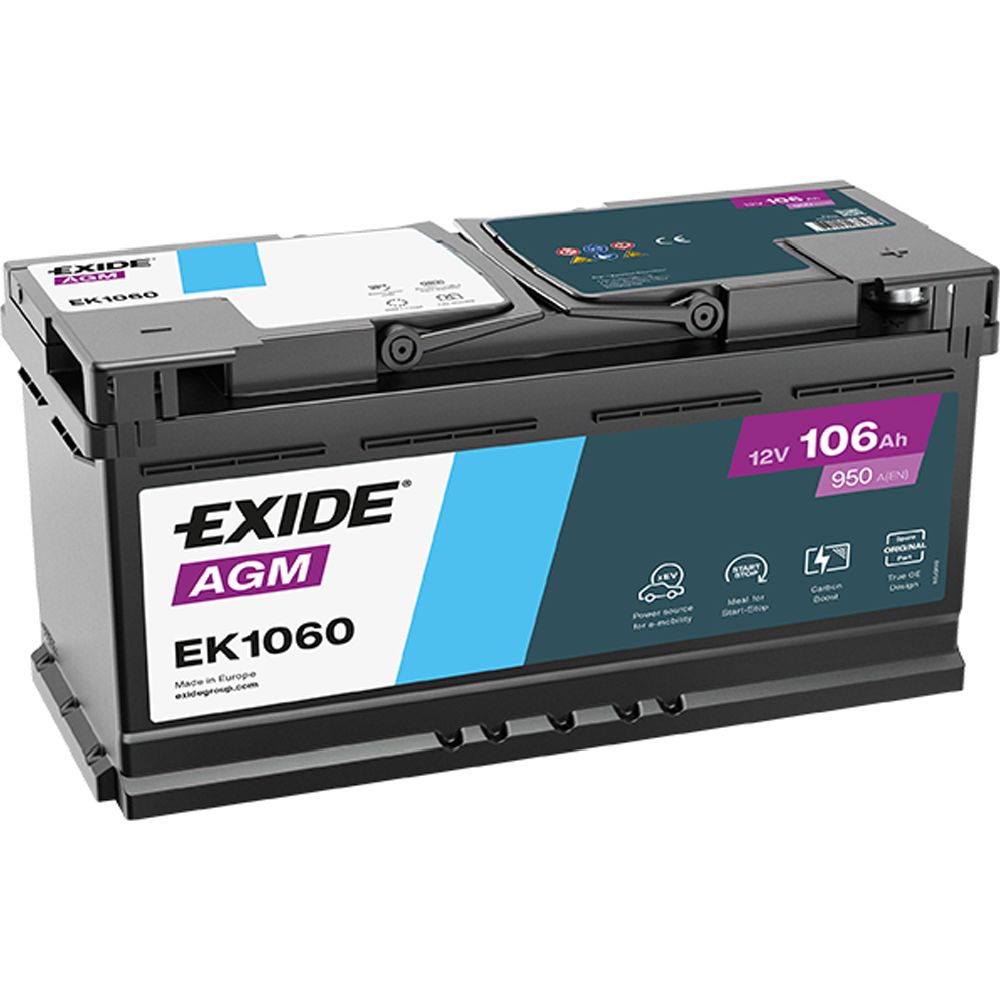 Exide EK1060 106 Ah / 950 A akku P392 x L175 x K190 -+