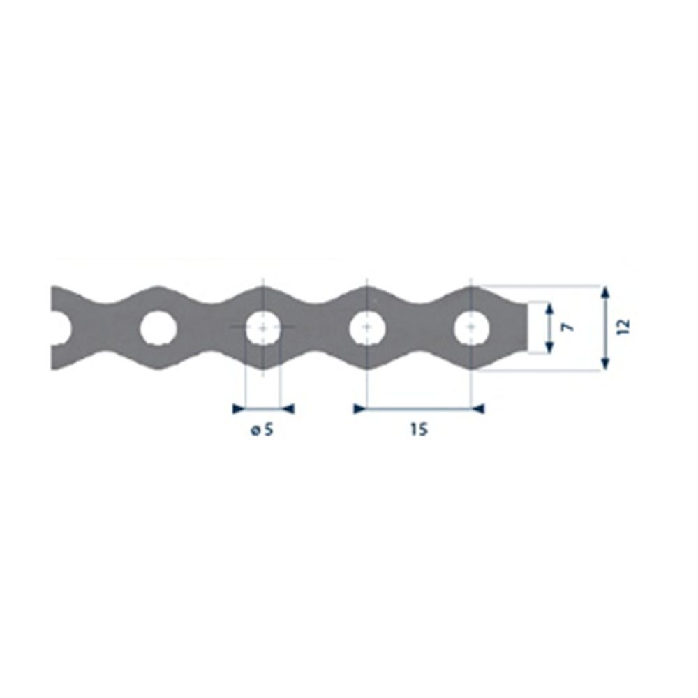 Hålband förzinkat, profil 12 mm 3 m ø 5 mm