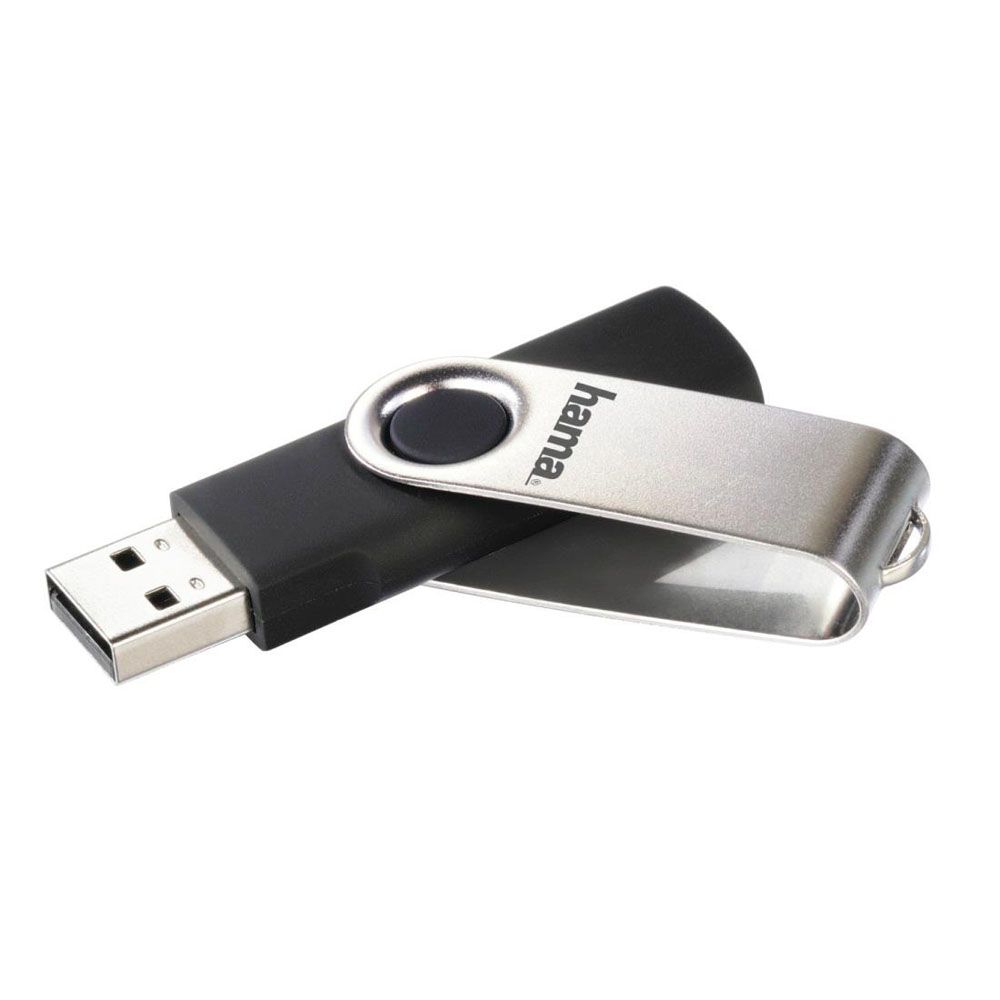 Hama Rotate muistitikku USB 2.0, 10 MB/s, musta/hopea