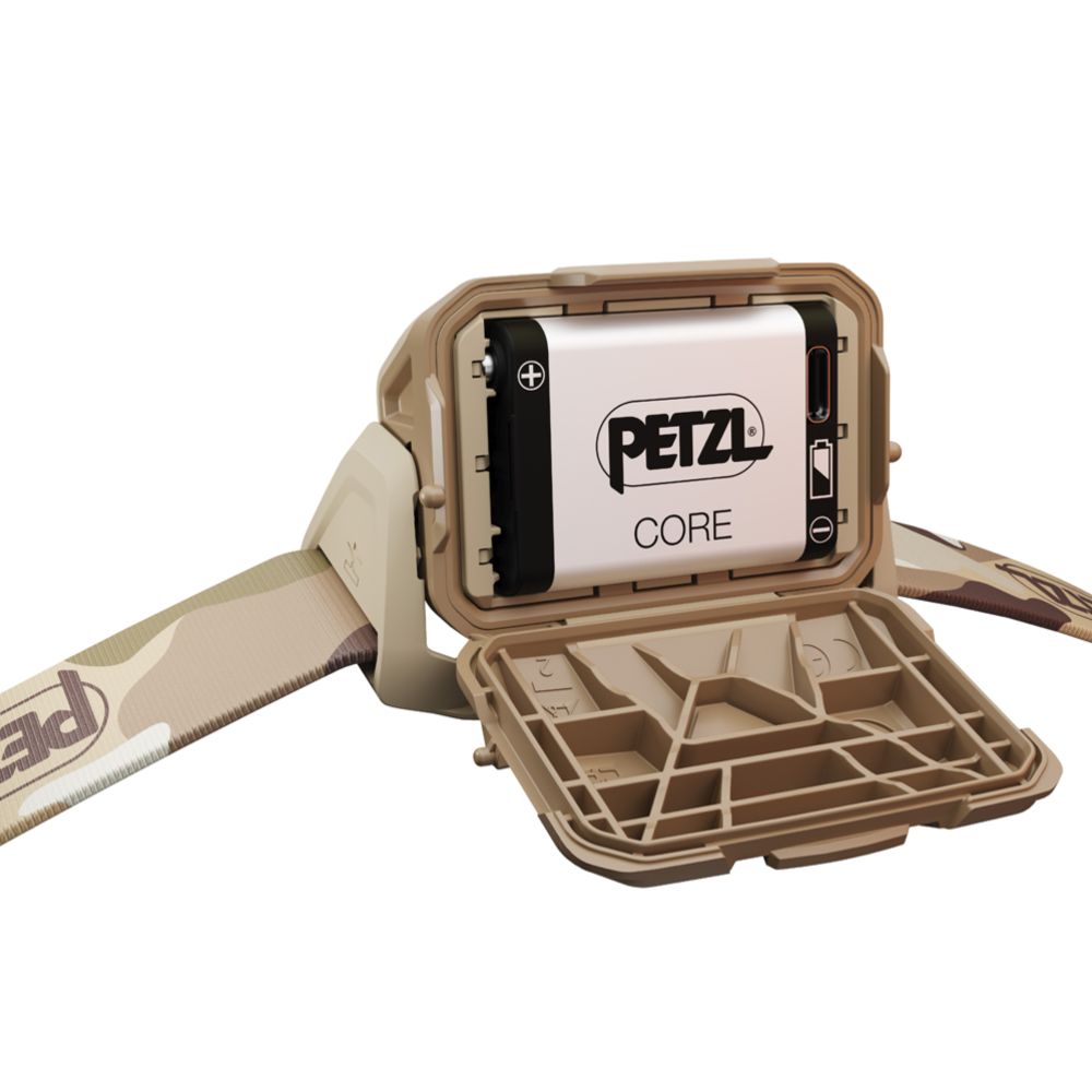 Petzl Aria 2R RGB otsavalaisin 450 lm camo + Core-akku