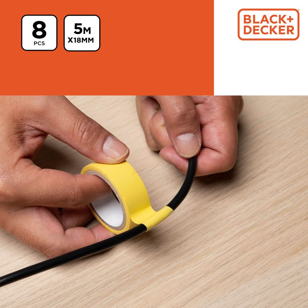 BLACK+DECKER elektriteip, 18 mm x 5 m, 8 tk
